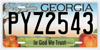 GA license plate PYZ2543