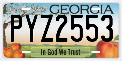 GA license plate PYZ2553