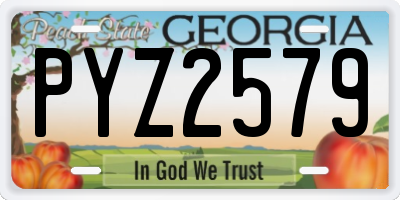 GA license plate PYZ2579