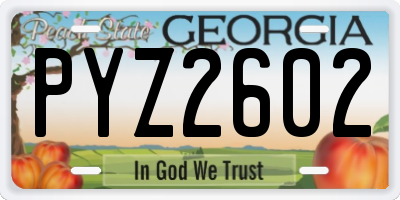 GA license plate PYZ2602