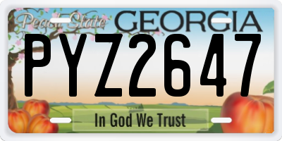 GA license plate PYZ2647