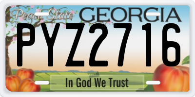 GA license plate PYZ2716
