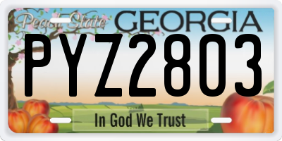 GA license plate PYZ2803