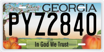 GA license plate PYZ2840