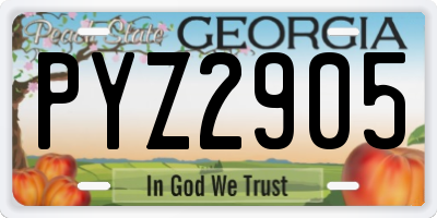 GA license plate PYZ2905
