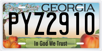GA license plate PYZ2910