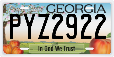 GA license plate PYZ2922