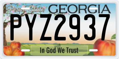 GA license plate PYZ2937