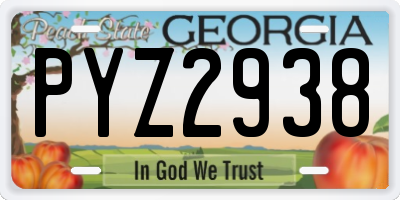 GA license plate PYZ2938
