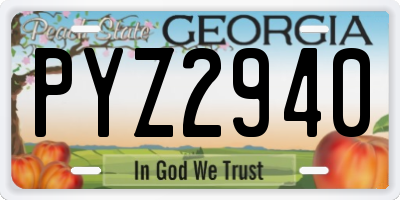 GA license plate PYZ2940