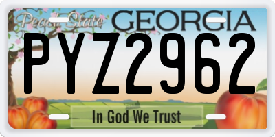 GA license plate PYZ2962