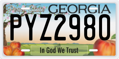 GA license plate PYZ2980