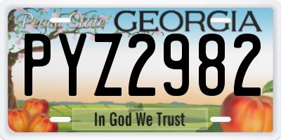 GA license plate PYZ2982