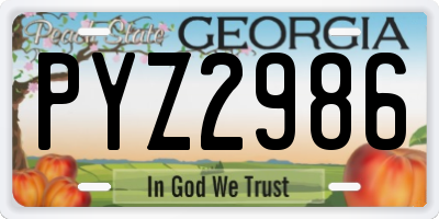 GA license plate PYZ2986