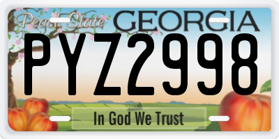 GA license plate PYZ2998
