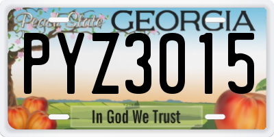 GA license plate PYZ3015