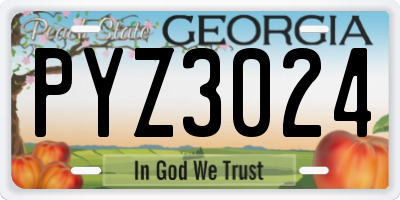 GA license plate PYZ3024