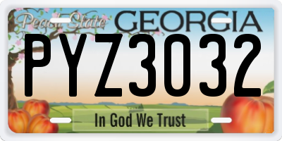 GA license plate PYZ3032