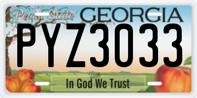 GA license plate PYZ3033