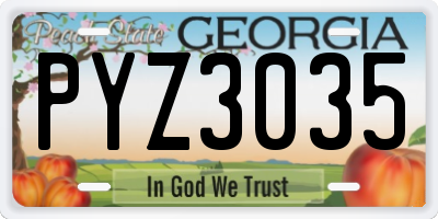 GA license plate PYZ3035
