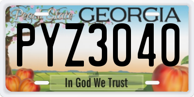 GA license plate PYZ3040