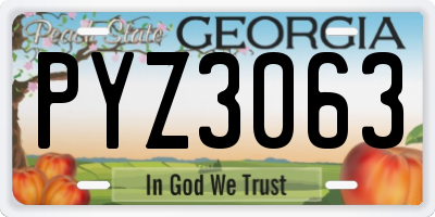 GA license plate PYZ3063