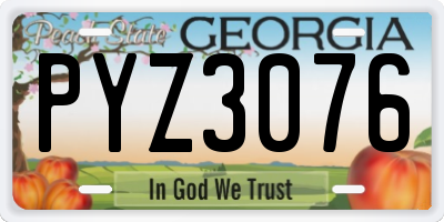 GA license plate PYZ3076