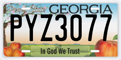 GA license plate PYZ3077