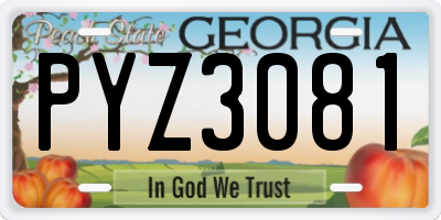 GA license plate PYZ3081