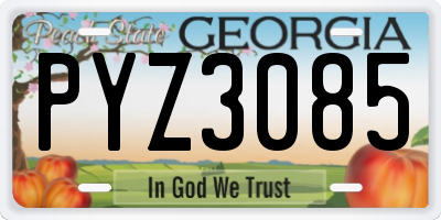 GA license plate PYZ3085