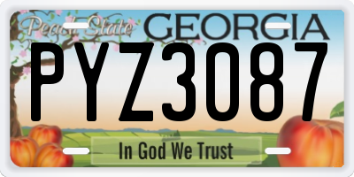 GA license plate PYZ3087