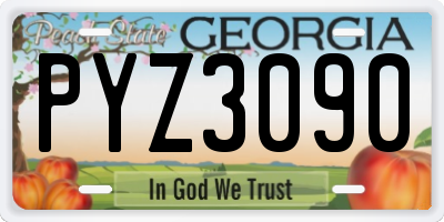 GA license plate PYZ3090