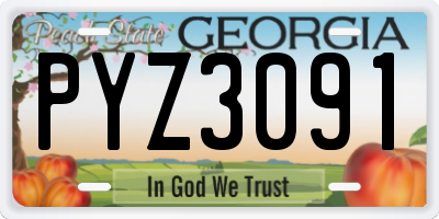 GA license plate PYZ3091