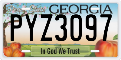 GA license plate PYZ3097