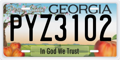 GA license plate PYZ3102