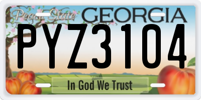 GA license plate PYZ3104