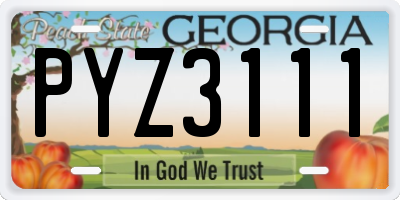 GA license plate PYZ3111