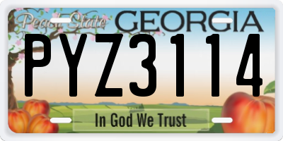 GA license plate PYZ3114