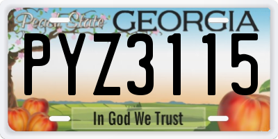 GA license plate PYZ3115