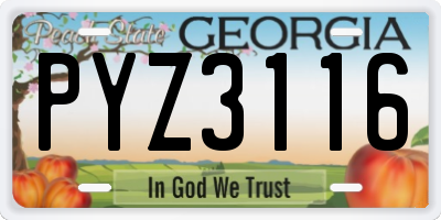 GA license plate PYZ3116