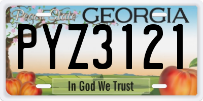 GA license plate PYZ3121