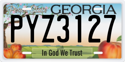 GA license plate PYZ3127