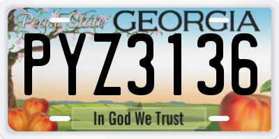 GA license plate PYZ3136