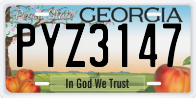 GA license plate PYZ3147