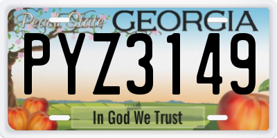 GA license plate PYZ3149