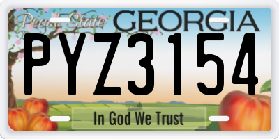 GA license plate PYZ3154