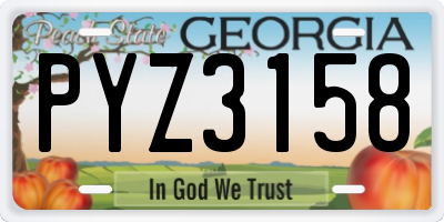 GA license plate PYZ3158