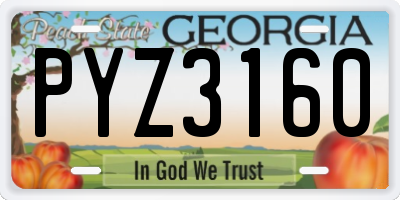 GA license plate PYZ3160