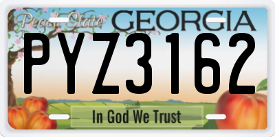 GA license plate PYZ3162