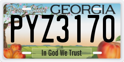 GA license plate PYZ3170